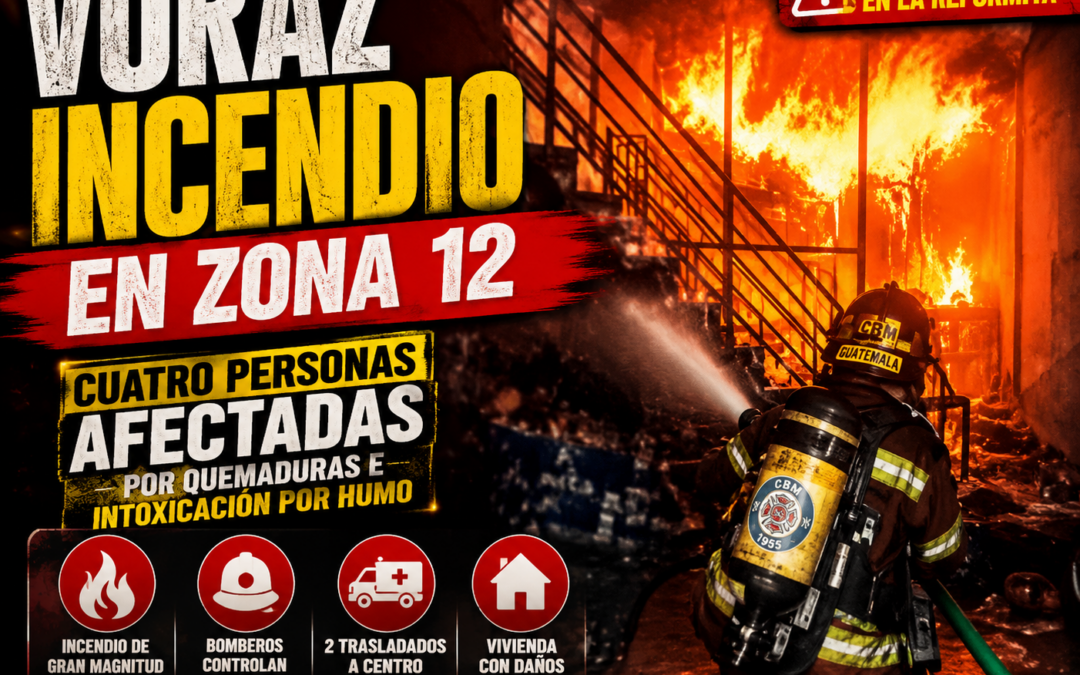Voraz Incendio en Zona 12: Cuatro Personas Afectadas por Quemaduras e Intoxicación por Humo